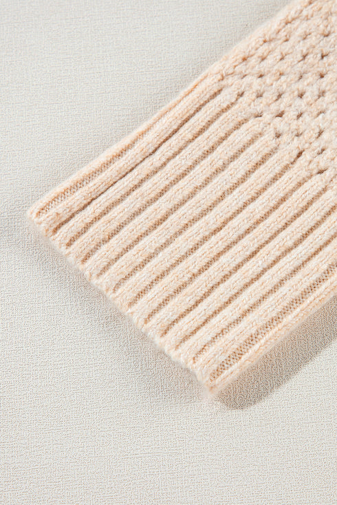 Textured Open Knit Slouchy V Neck Pullover Sweater