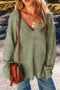 Textured Open Knit Slouchy V Neck Pullover Sweater
