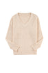Textured Open Knit Slouchy V Neck Pullover Sweater