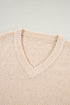 Textured Open Knit Slouchy V Neck Pullover Sweater