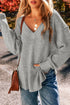 Textured Open Knit Slouchy V Neck Pullover Sweater