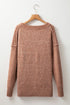 Textured Open Knit Slouchy V Neck Pullover Sweater