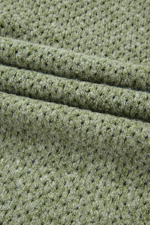 Textured Open Knit Slouchy V Neck Pullover Sweater