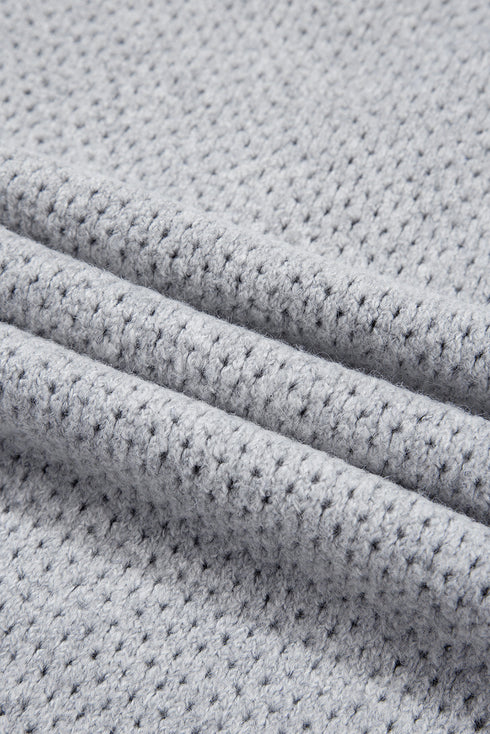 Textured Open Knit Slouchy V Neck Pullover Sweater