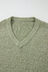 Textured Open Knit Slouchy V Neck Pullover Sweater