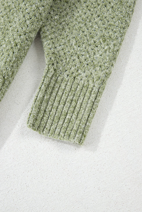 Textured Open Knit Slouchy V Neck Pullover Sweater