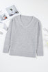 Textured Open Knit Slouchy V Neck Pullover Sweater