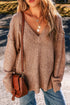 Textured Open Knit Slouchy V Neck Pullover Sweater