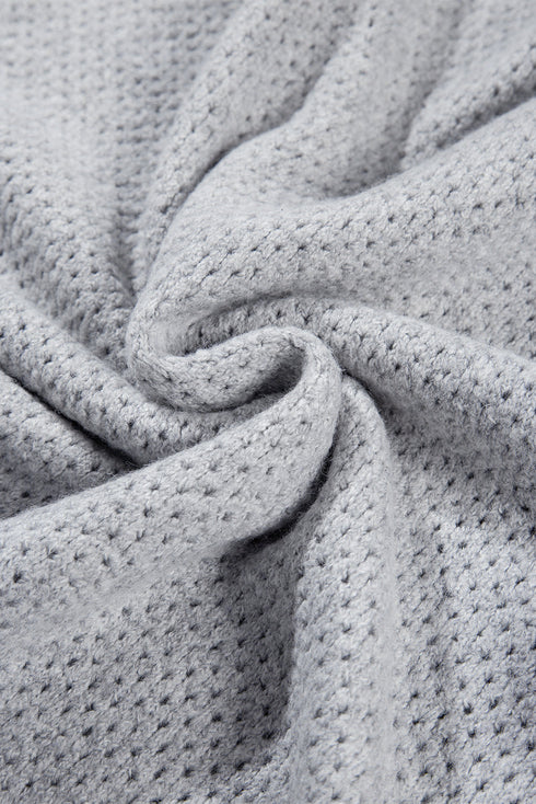 Textured Open Knit Slouchy V Neck Pullover Sweater