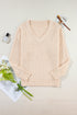 Textured Open Knit Slouchy V Neck Pullover Sweater
