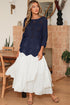 Textured Open Knit Zigzag Hem Pullover Sweater