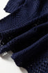 Textured Open Knit Zigzag Hem Pullover Sweater