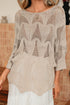 Textured Open Knit Zigzag Hem Pullover Sweater