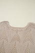 Textured Open Knit Zigzag Hem Pullover Sweater