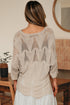 Textured Open Knit Zigzag Hem Pullover Sweater