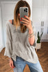 Textured Open Knit Zigzag Hem Pullover Sweater