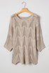 Textured Open Knit Zigzag Hem Pullover Sweater