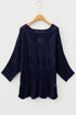 Textured Open Knit Zigzag Hem Pullover Sweater