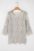 Textured Open Knit Zigzag Hem Pullover Sweater