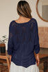 Textured Open Knit Zigzag Hem Pullover Sweater
