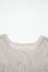 Textured Open Knit Zigzag Hem Pullover Sweater