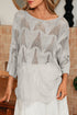 Textured Open Knit Zigzag Hem Pullover Sweater