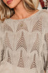 Textured Open Knit Zigzag Hem Pullover Sweater