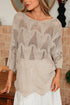 Textured Open Knit Zigzag Hem Pullover Sweater