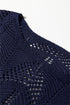 Textured Open Knit Zigzag Hem Pullover Sweater