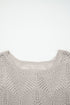 Textured Open Knit Zigzag Hem Pullover Sweater