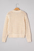 Textured Open Knit Zip Front Cardigan Sweater