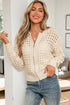 Textured Open Knit Zip Front Cardigan Sweater