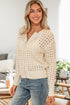 Textured Open Knit Zip Front Cardigan Sweater