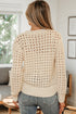Textured Open Knit Zip Front Cardigan Sweater