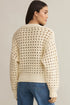 Textured Open Knit Zip Front Cardigan Sweater