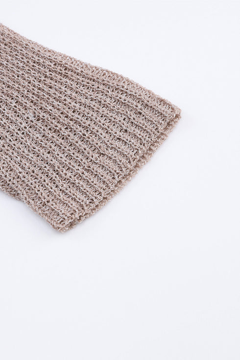 Textured Open Stitch Drop Shoulder Crop Sweater