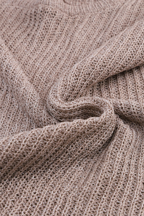Textured Open Stitch Drop Shoulder Crop Sweater