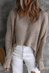 Textured Open Stitch Drop Shoulder Crop Sweater