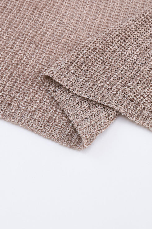 Textured Open Stitch Drop Shoulder Crop Sweater