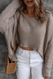 Textured Open Stitch Drop Shoulder Crop Sweater