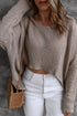 Textured Open Stitch Drop Shoulder Crop Sweater