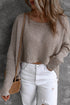 Textured Open Stitch Drop Shoulder Crop Sweater