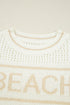 Textured Open Stitch Graphic Pullover Sweater