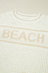 Textured Open Stitch Graphic Pullover Sweater