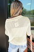 Textured Open Stitch Graphic Pullover Sweater