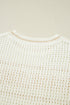 Textured Open Stitch Graphic Pullover Sweater