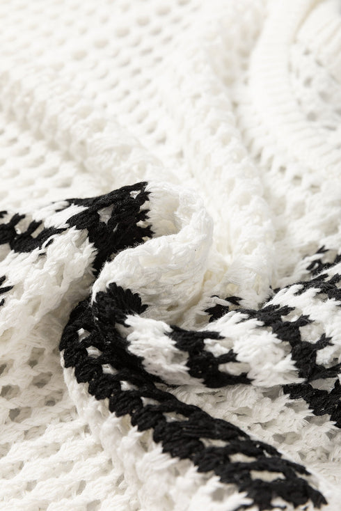 Textured Open Stitch Relaxed Fit Pullover Sweater
