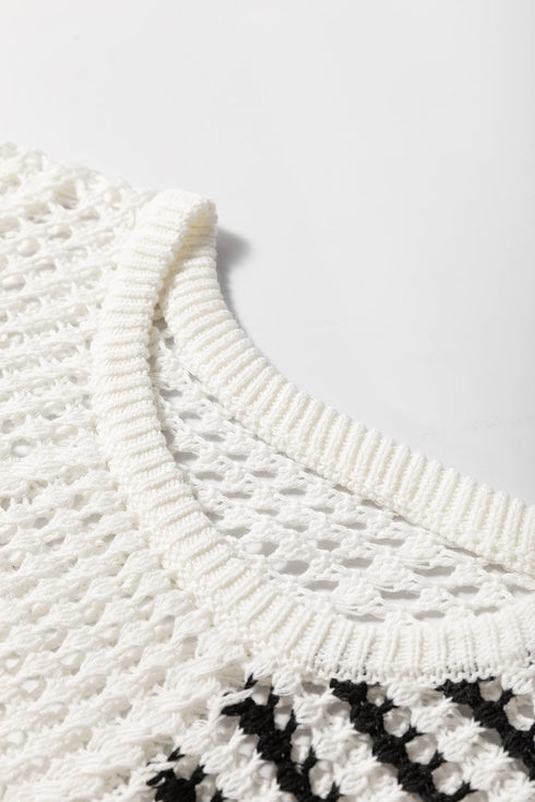Textured Open Stitch Relaxed Fit Pullover Sweater