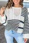 Textured Open Stitch Relaxed Fit Pullover Sweater