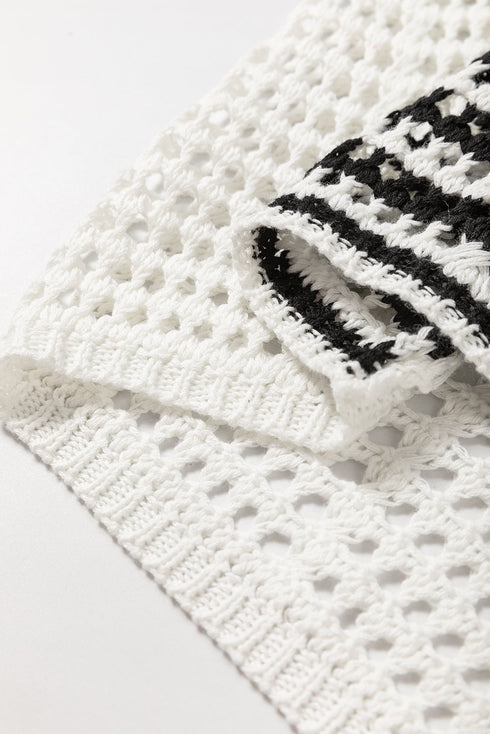 Textured Open Stitch Relaxed Fit Pullover Sweater